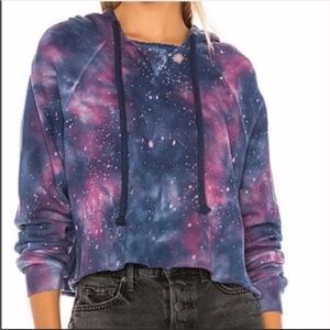 Spiritual Gangster Stella Galaxy Rocker Cropped Hoodie Size Medium